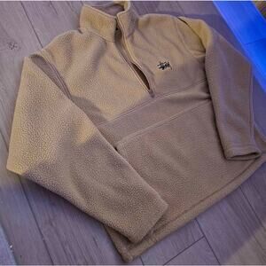 Stussy Beige Quarter Zip Mock Sherpa Fleece Small (fits like a Medium)